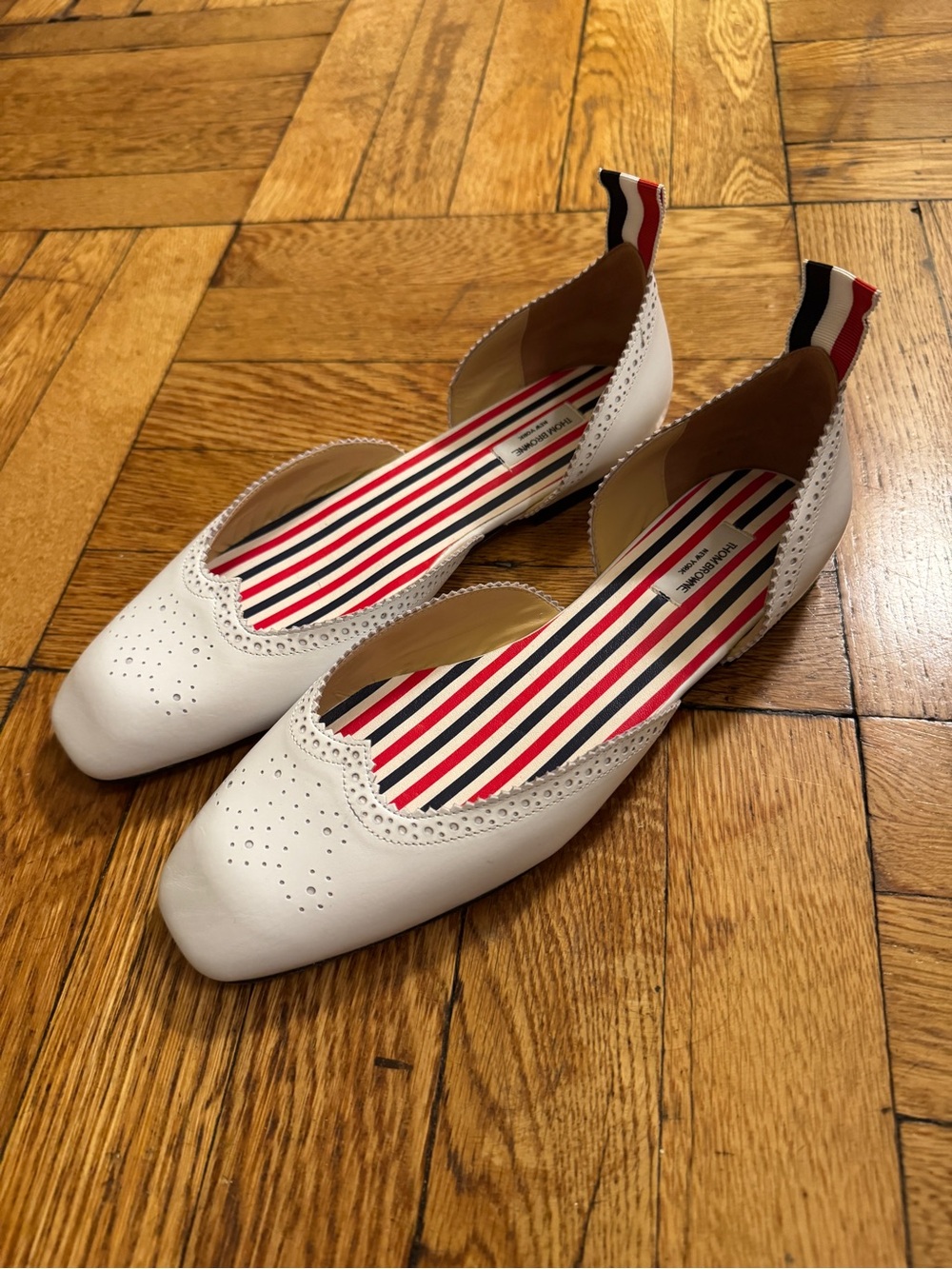 Thom Browne White Leather Ballet Flats